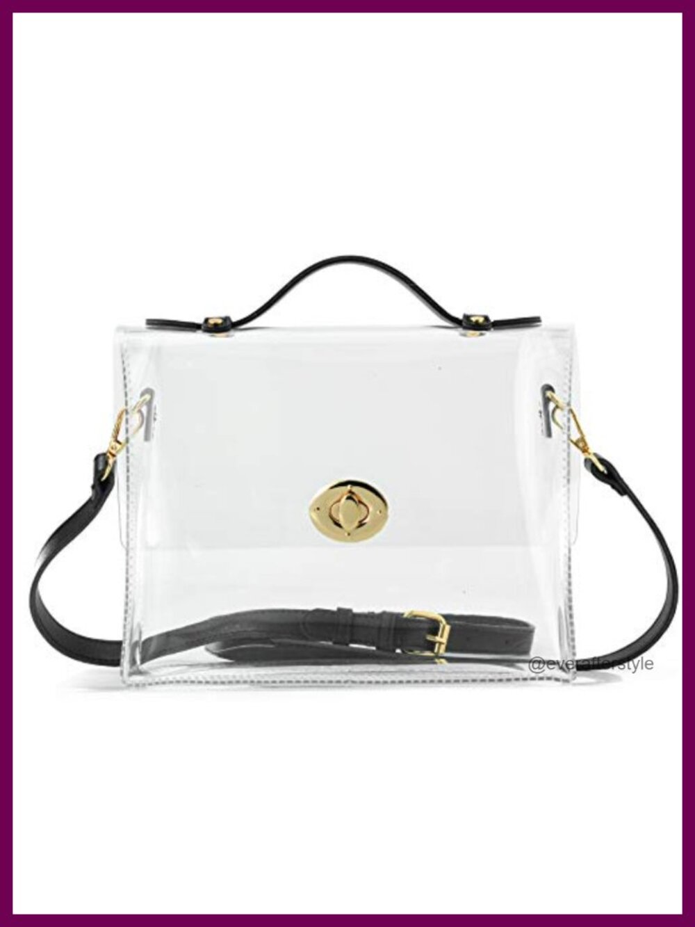 Clear PVC Crossbody Bag Turn Lock Stadium Approved Handbag